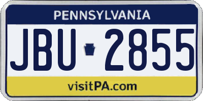 PA license plate JBU2855