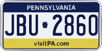 PA license plate JBU2860