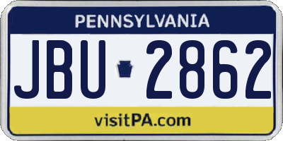 PA license plate JBU2862