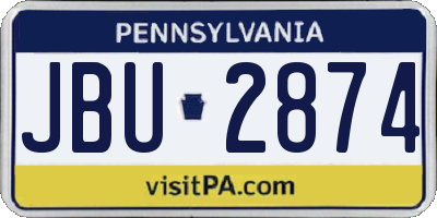 PA license plate JBU2874