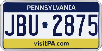 PA license plate JBU2875