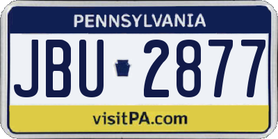 PA license plate JBU2877