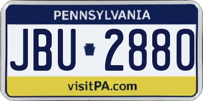 PA license plate JBU2880