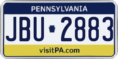 PA license plate JBU2883