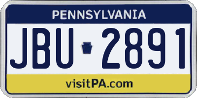 PA license plate JBU2891