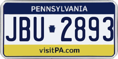 PA license plate JBU2893