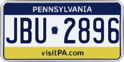 PA license plate JBU2896
