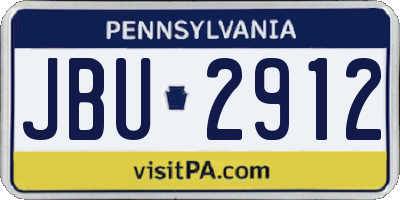 PA license plate JBU2912