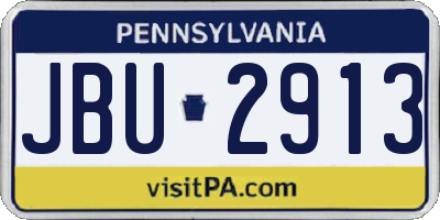 PA license plate JBU2913