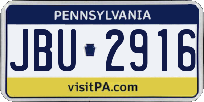 PA license plate JBU2916