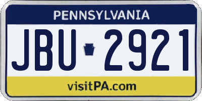 PA license plate JBU2921