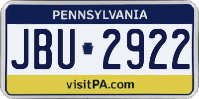 PA license plate JBU2922