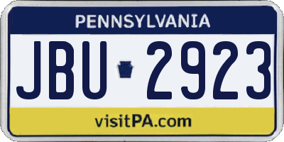 PA license plate JBU2923