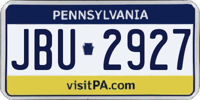 PA license plate JBU2927