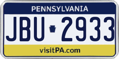 PA license plate JBU2933