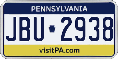 PA license plate JBU2938