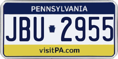 PA license plate JBU2955