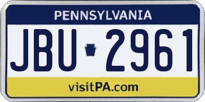 PA license plate JBU2961