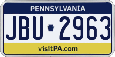 PA license plate JBU2963