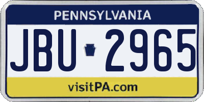 PA license plate JBU2965