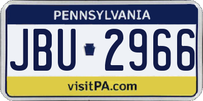 PA license plate JBU2966