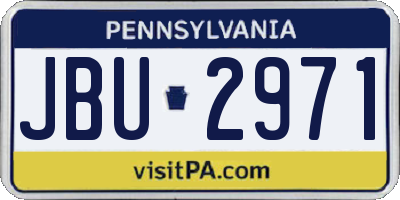 PA license plate JBU2971