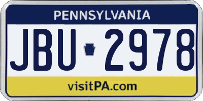 PA license plate JBU2978