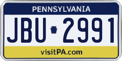 PA license plate JBU2991