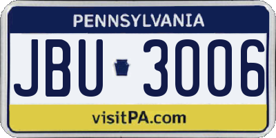 PA license plate JBU3006