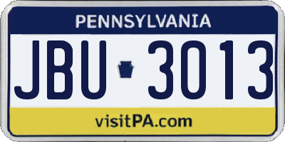 PA license plate JBU3013