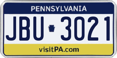 PA license plate JBU3021