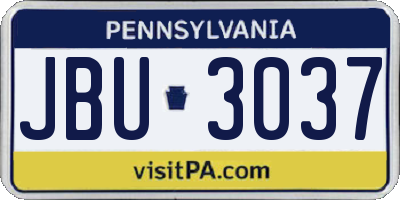 PA license plate JBU3037