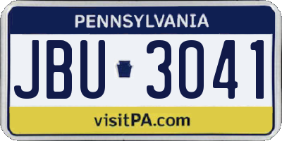 PA license plate JBU3041