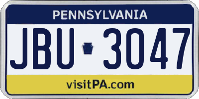 PA license plate JBU3047