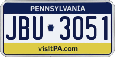 PA license plate JBU3051