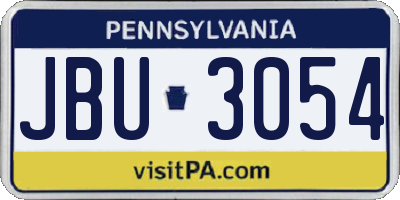 PA license plate JBU3054