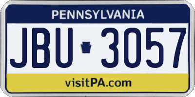 PA license plate JBU3057