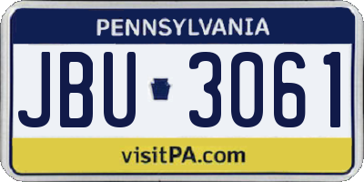 PA license plate JBU3061