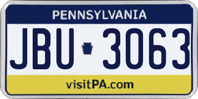 PA license plate JBU3063
