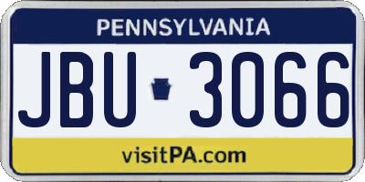 PA license plate JBU3066