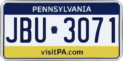PA license plate JBU3071