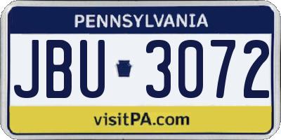 PA license plate JBU3072