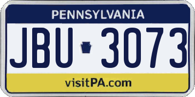 PA license plate JBU3073