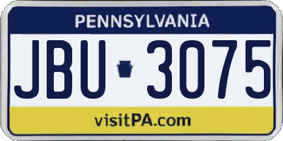 PA license plate JBU3075