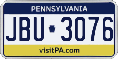 PA license plate JBU3076