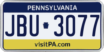 PA license plate JBU3077