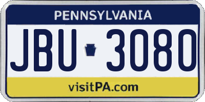 PA license plate JBU3080