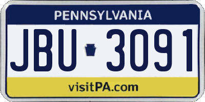 PA license plate JBU3091