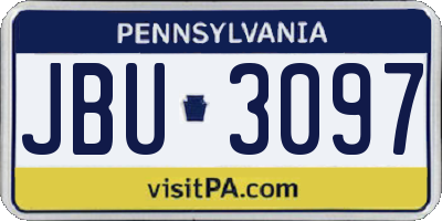 PA license plate JBU3097