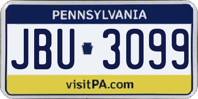 PA license plate JBU3099